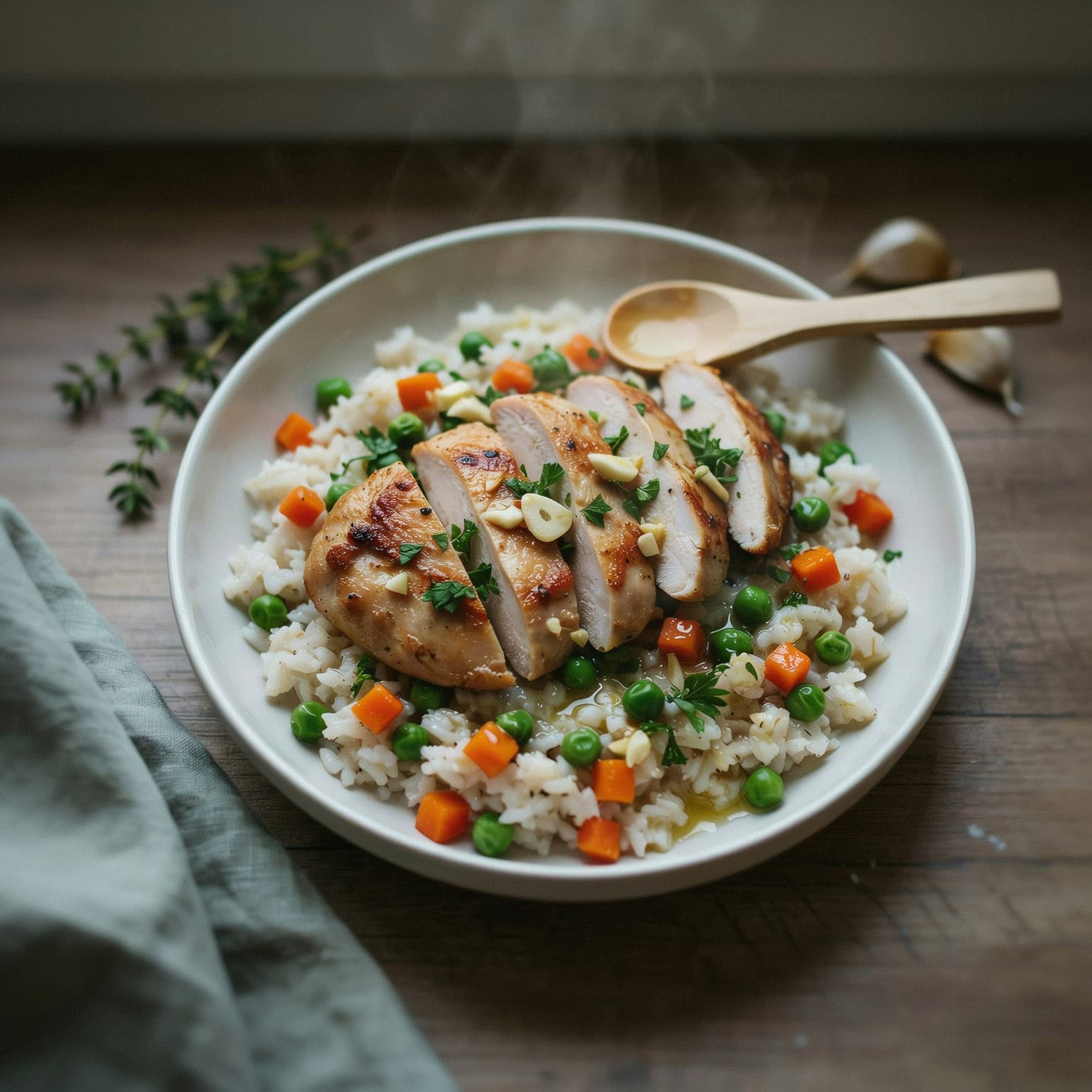Garlic Butter Chicken Rice Bowls for Two