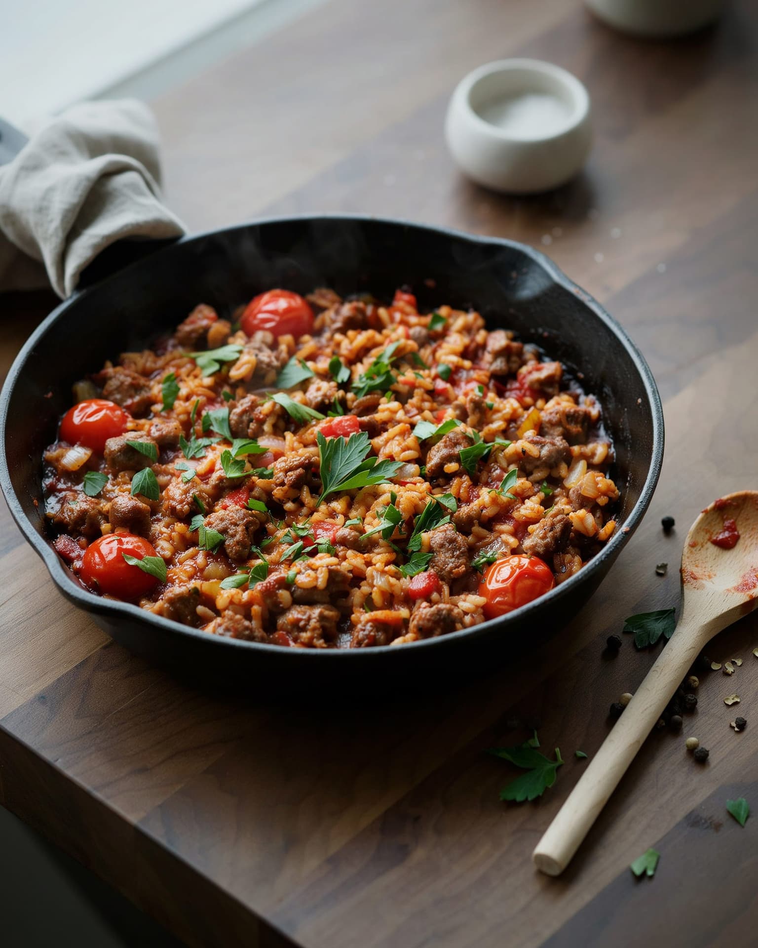 One-Pan Ground Beef and Tomato Rice Skillet: Your Easy Week of Meals Starts Here